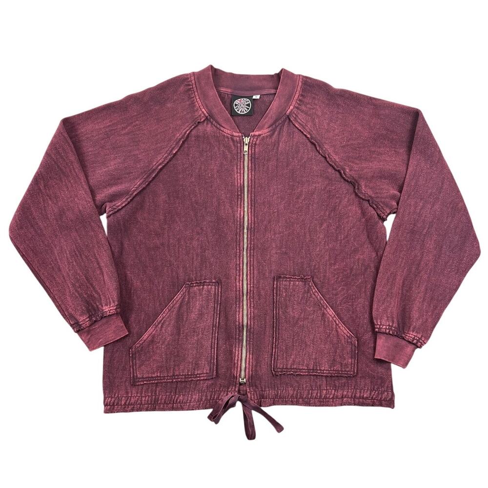 Vintage 90s Produce Company Burgundy Zip Up Sweatshirt USA Made - M